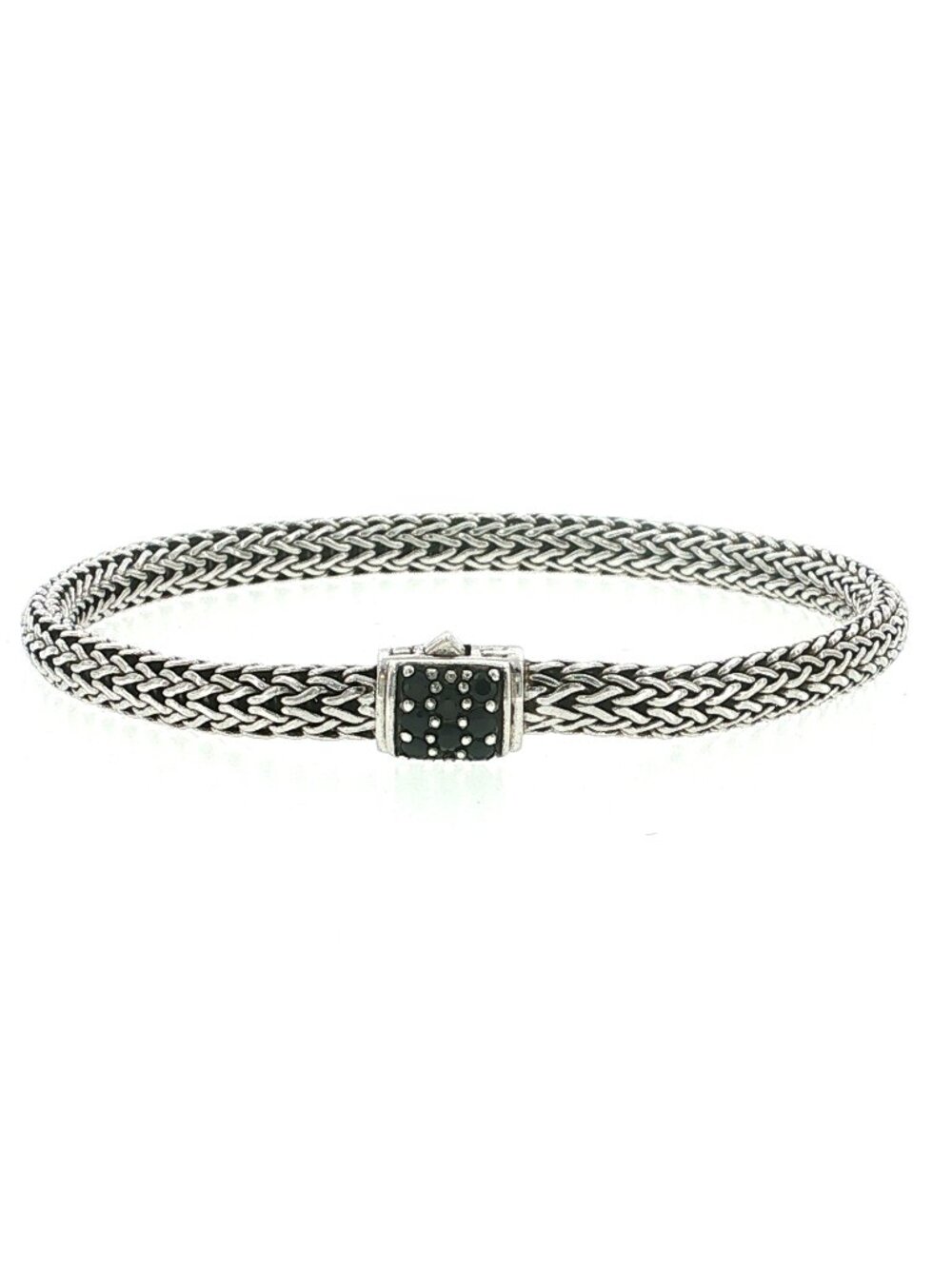 JOHN HARDY 925 Silver Black Sapphire classic Chain Lava Bracelet Size 6.3/4 "